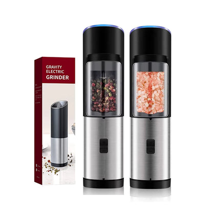 Electric Salt & Pepper Grinder – Gravity Automatic Spice Mill with LED Light