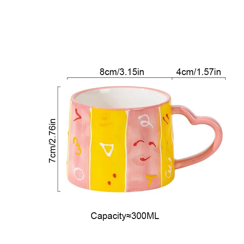 Cute Heart Shaped Ceramic Mug – 400ml