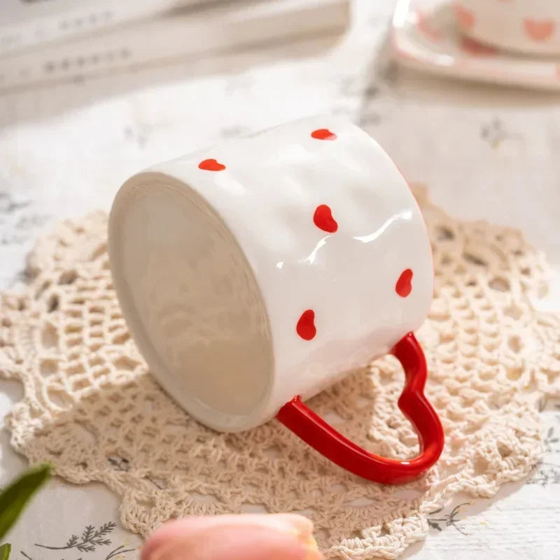 Cute Heart Shaped Ceramic Mug – 400ml