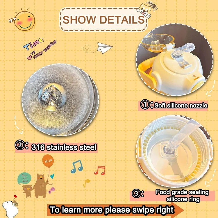 Thermos bottle-Thermal Insulated Bottle with build-n straw and strap