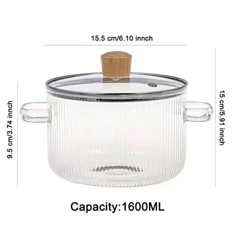 Cooking Pot 1.6L – Heat-Resistant Borosilicate Glass Pot