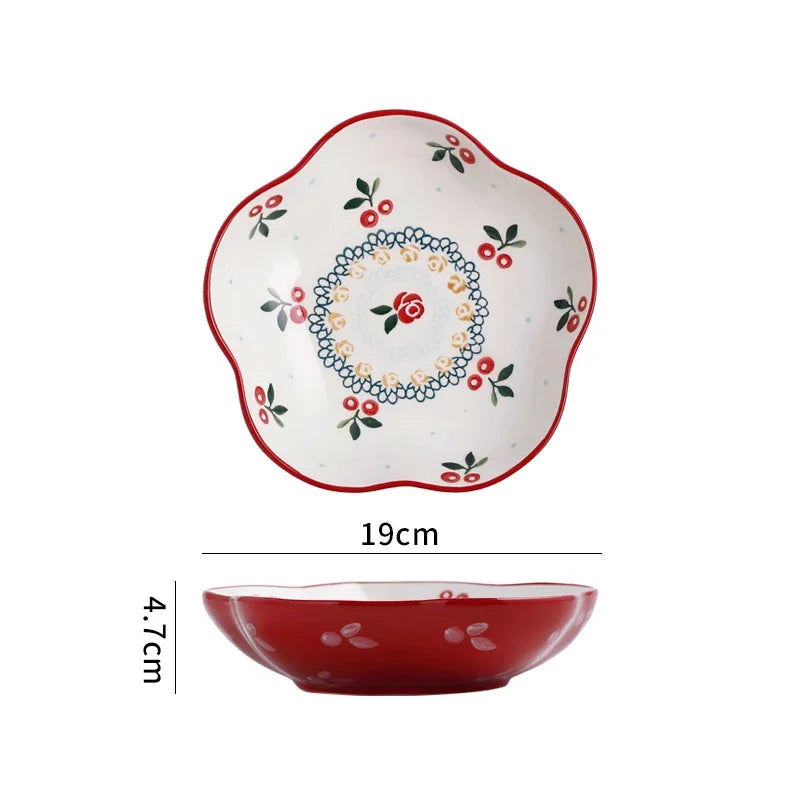 Cute Cherry design Ceramic Bowl – Salad, Fruit & Dessert Bowl