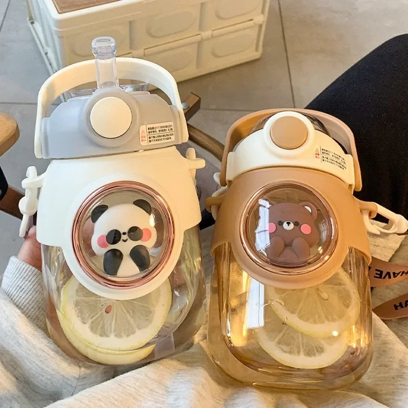 820ML Kids Water Bottle with Straw – Cute Kawaii Cartoon Drinking Bottle