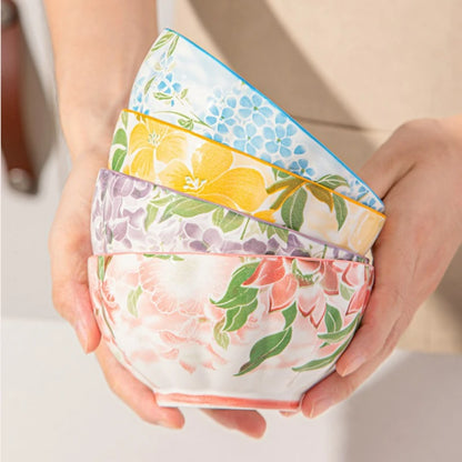 Hand-Painted floral design Ceramic - soup - snack- dessert Bowl