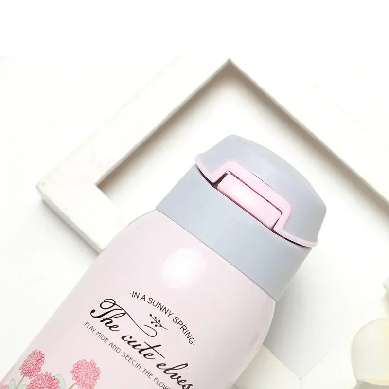 Cute printed Kids Insulated water bottle with straw