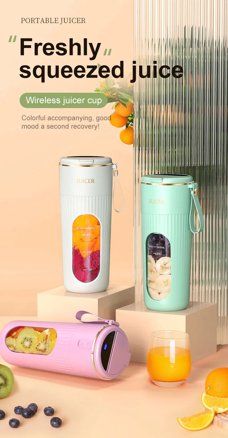 Powerful Portable Blender smoothies / Juicer travel cup Rechargeable Lcd Display