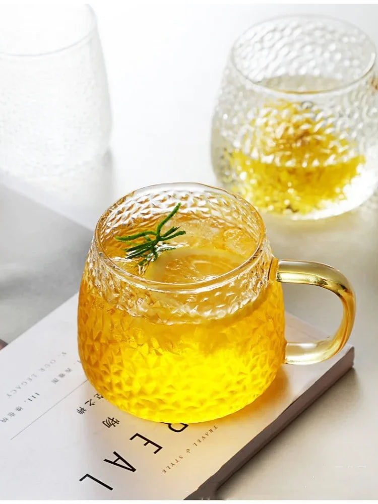 350ml / 400ml Hammer Pattern Coffee & Tea Cup – Heat Resistant Glass Mug