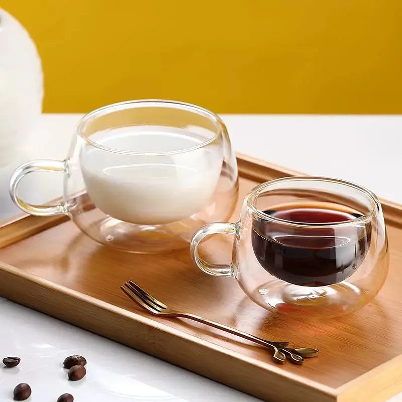 Stripe Coffee & Tea Mug – Double Wall Borosilicate Glass Cup