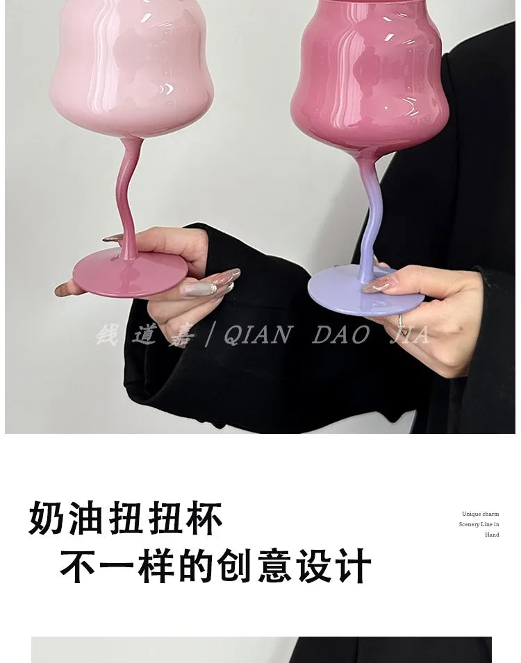 Cute & Creative Macaron Colored Glass – High-Footed Aesthetic cocktails glass  🌸✨