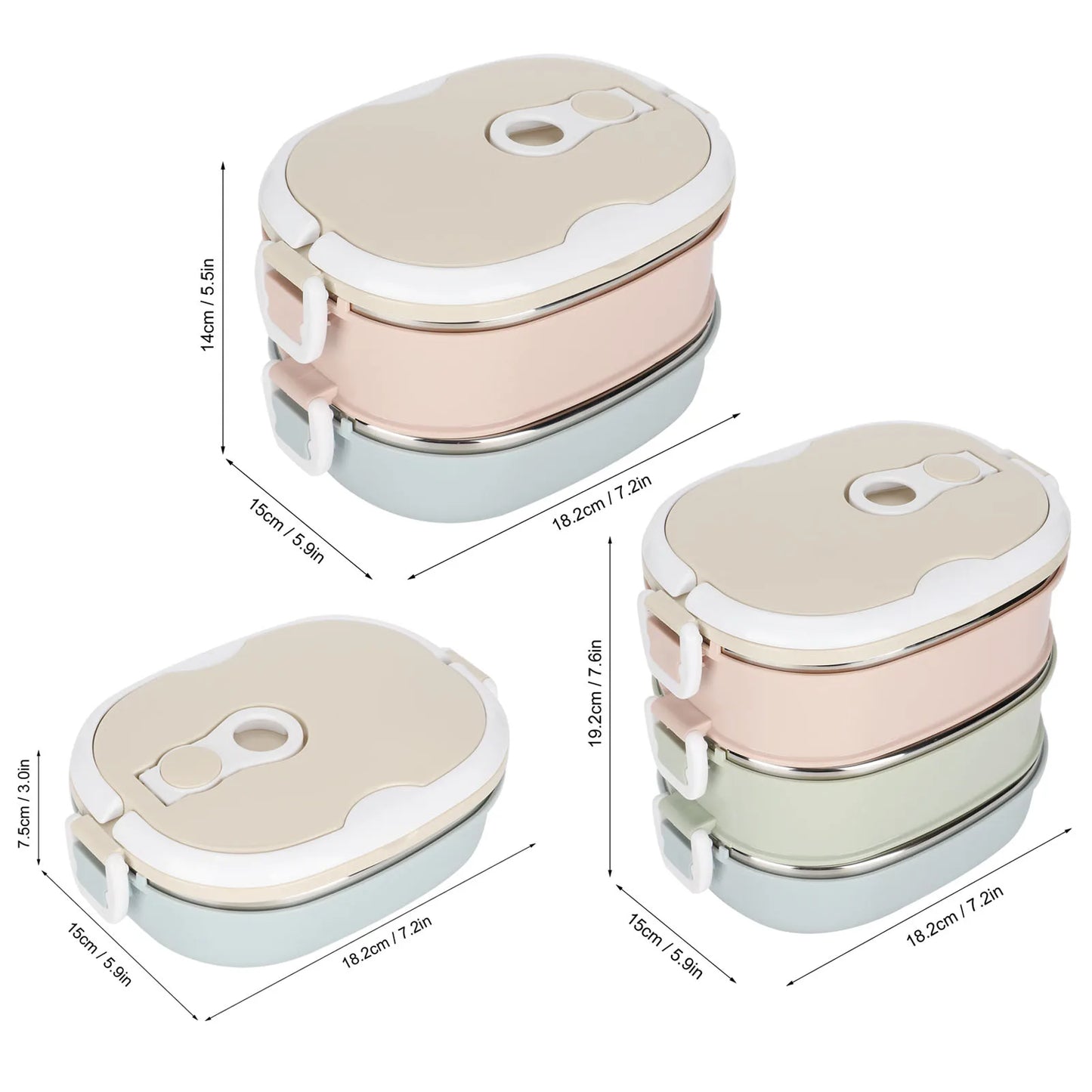 Multi-Layer Insulated Lunch Box Portable Stainless Steel