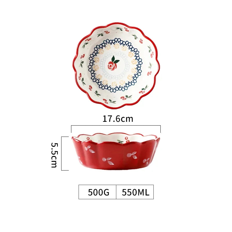 Cute Cherry design Ceramic Bowl – Salad, Fruit & Dessert Bowl