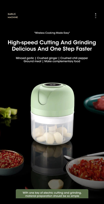 250ml Garlic Masher Crusher Electric Kitchen Food Chopper USB Portable