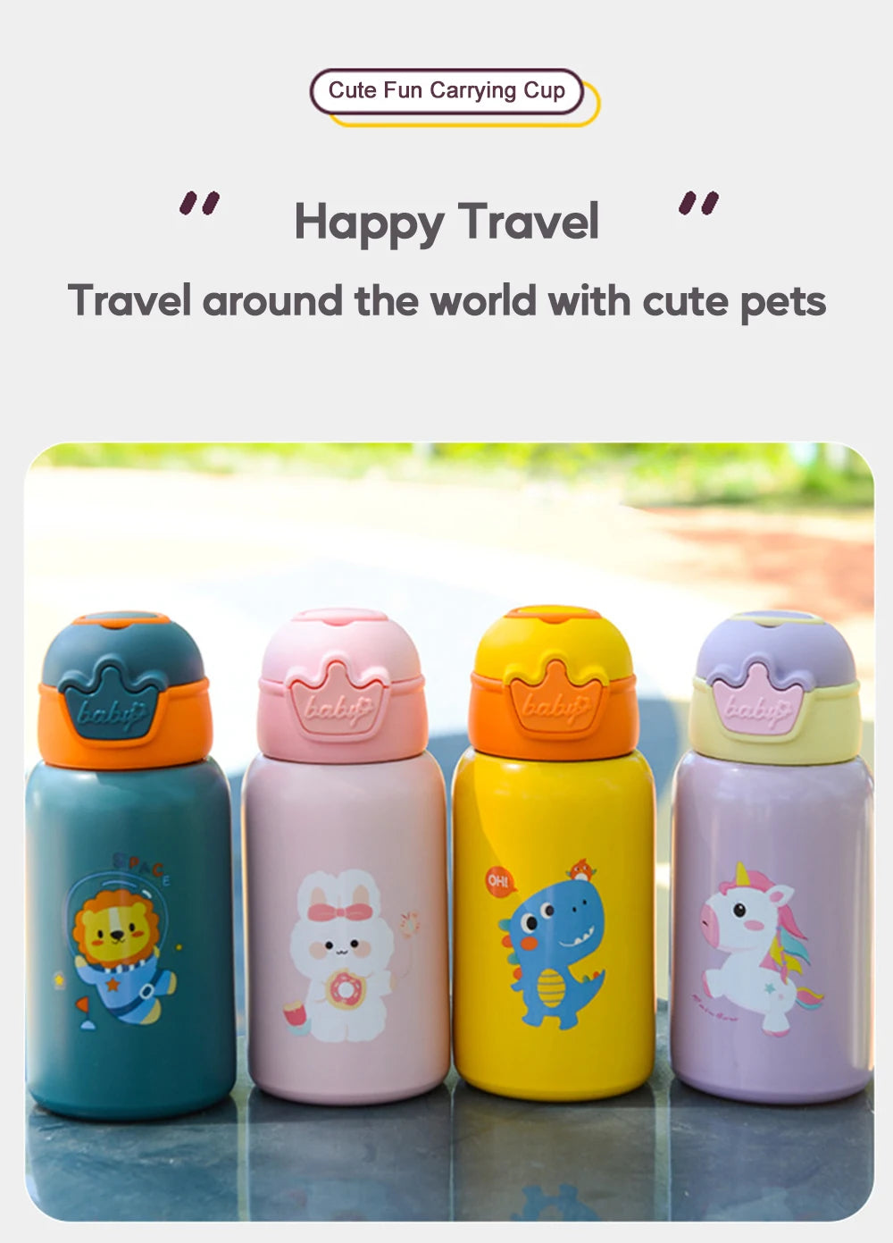 500ML Kids Thermos Bottle with Strap & Carry Bag
