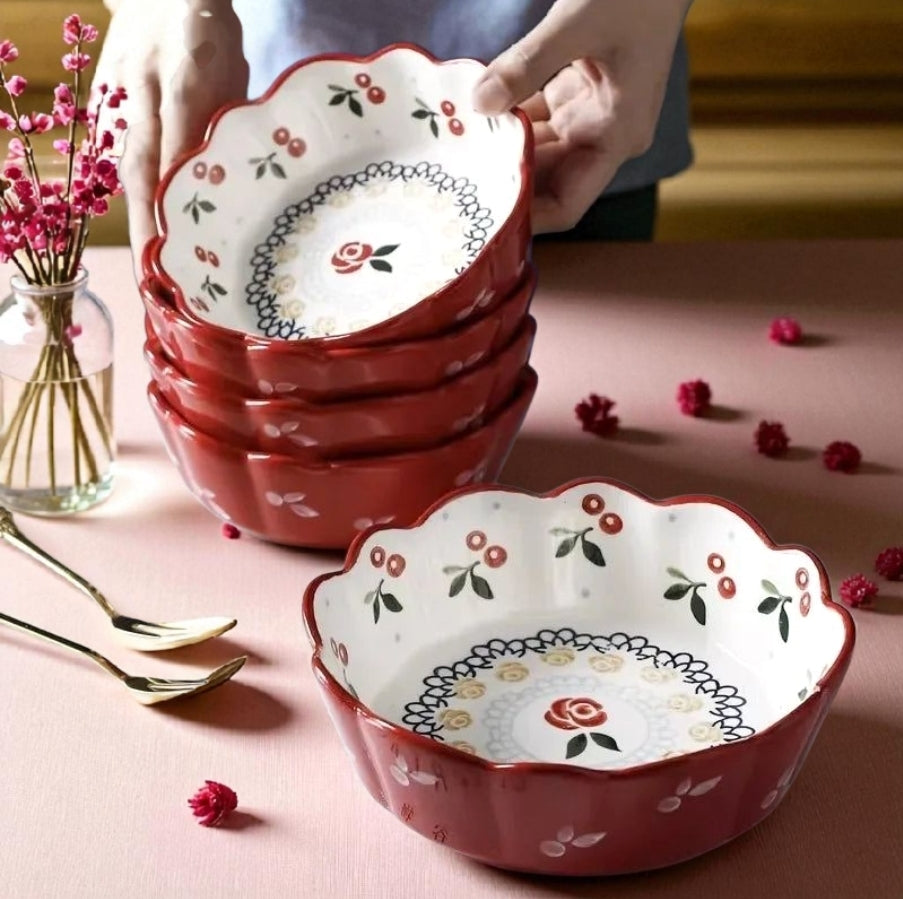 Cute Cherry design Ceramic Bowl – Salad, Fruit & Dessert Bowl