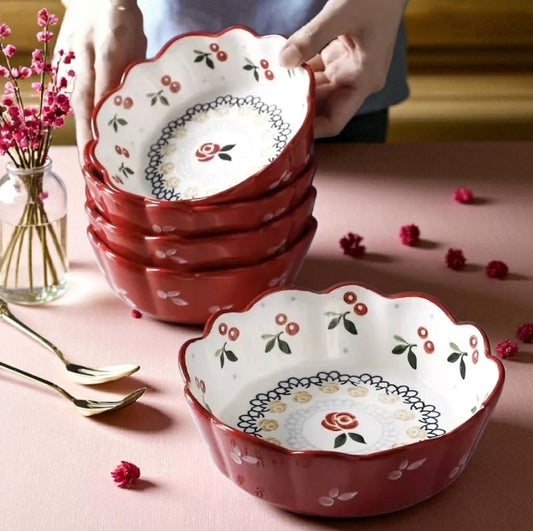 Cute Cherry design Ceramic Bowl – Salad, Fruit & Dessert Bowl