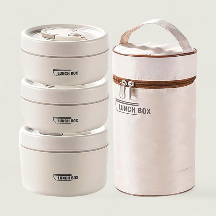 3 Separate Stackable Insulated Food Lunch Container Set with Bag
