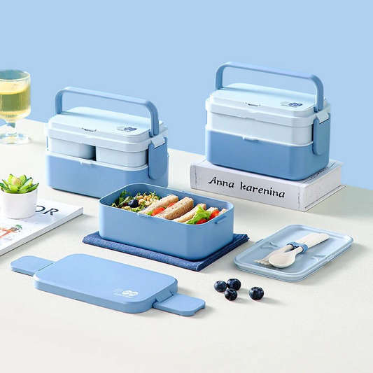 Eco-friendly Bamboo Fiber Lunch Box 3in1 Double Layer