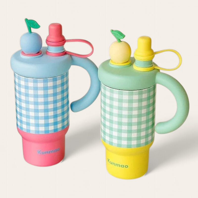 2025 New Extra large 800ML Insulated Thermos Travel Coffee Cup with Built-in Tea Container & Straw