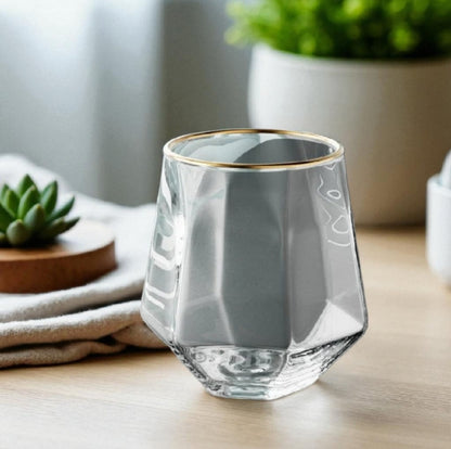 4pcs Hexagonal Glass Set with Gold Rim – Luxury Drinkware