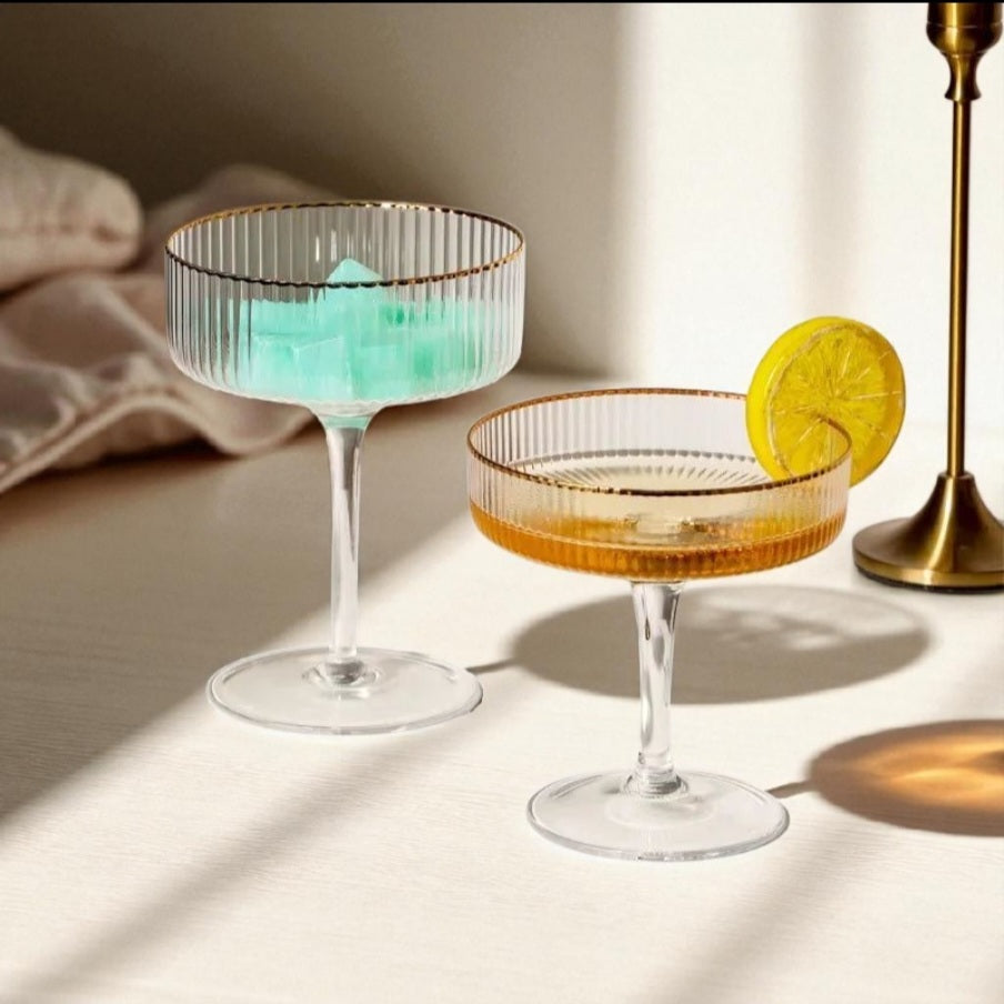 Elegant Cocktail Martini Glass with Gold Rim – Drinkware or Dessert Cup