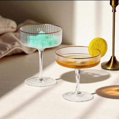 Elegant Cocktail Martini Glass with Gold Rim – Drinkware or Dessert Cup